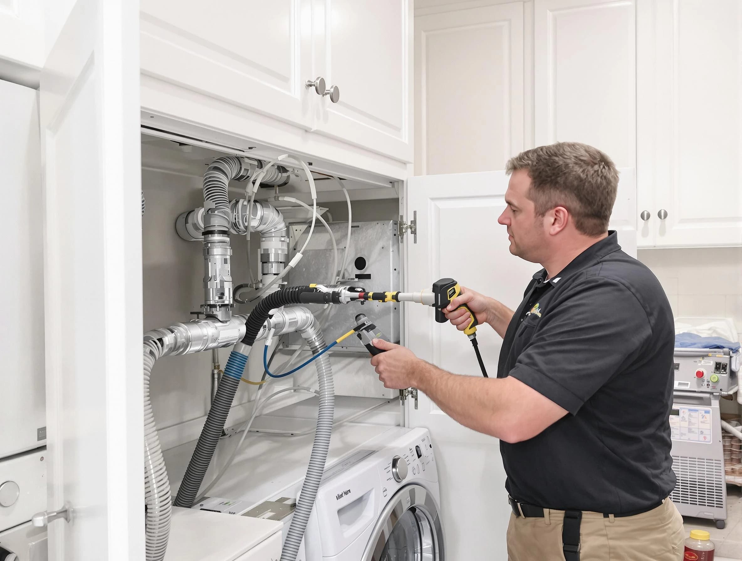 Danvers Dryer Vent Cleaning professional removing severe blockage from a clogged dryer vent in Danvers