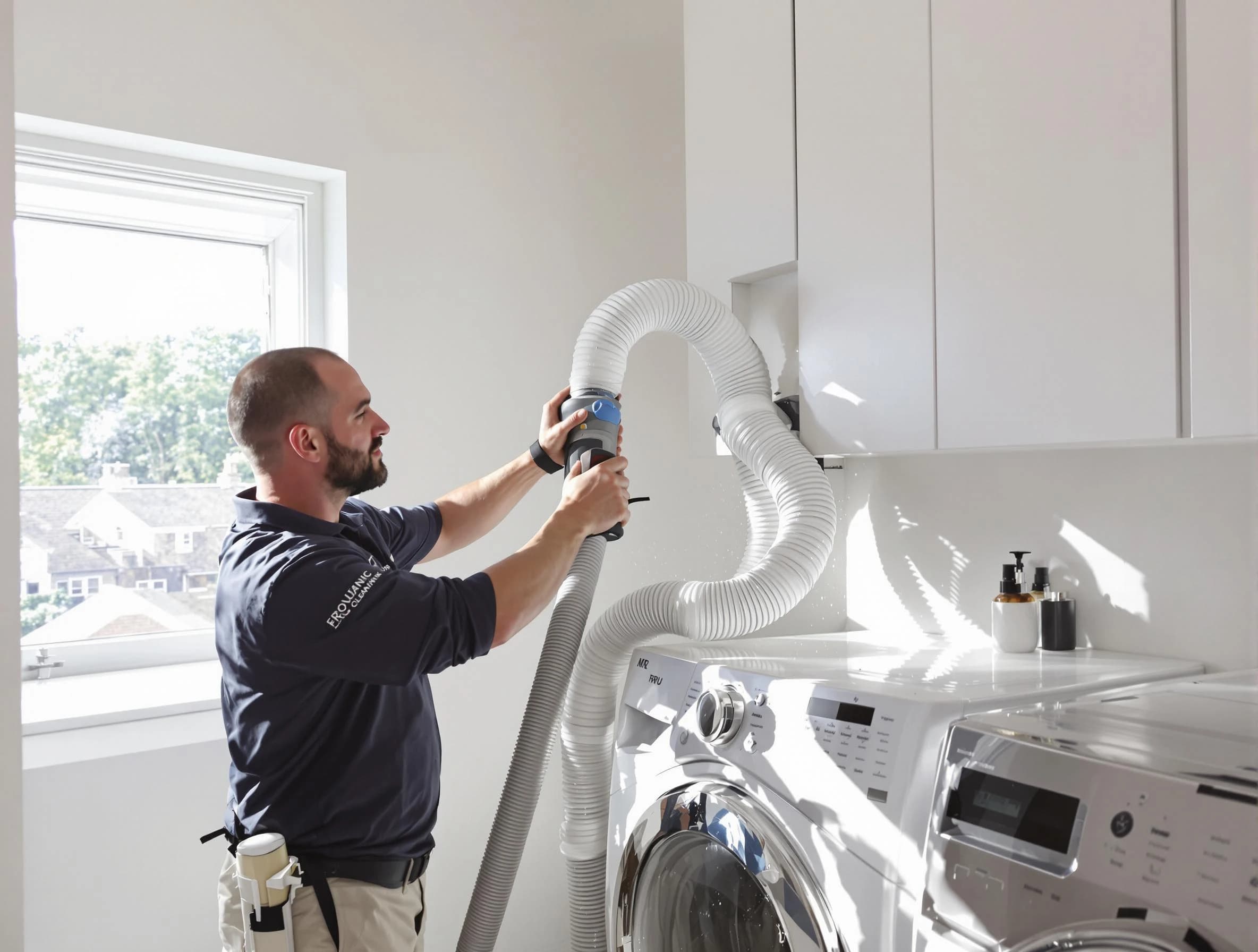 Certified Danvers Dryer Vent Cleaning technician performing dryer vent cleaning in Danvers